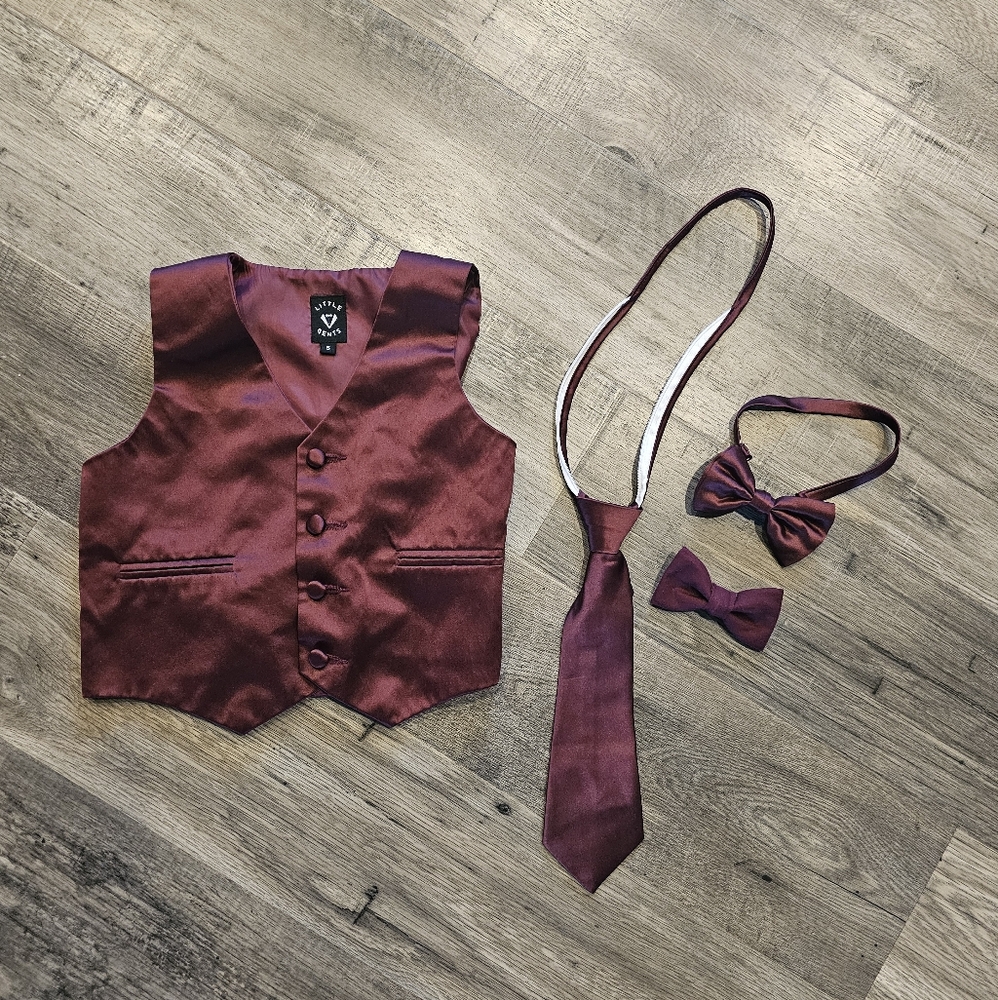 Little Gents vest, tie and bows